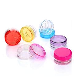 DNHCLL 20PCS 5 Gram Empty Cosmetic Sample Container Plastic Clear Cosmetic Pot Jars for Eye Shadow Nails Powder Jewelry Cosmetic Lip Balm Lip Gloss Cream Lotion (10 Colors mixed)