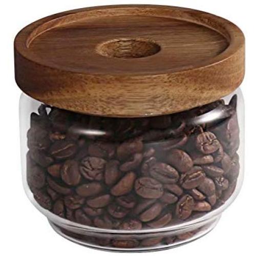 77L Glasbehälter, 262 ml (8.85 FL OZ), Glasbehälter mit versiegelndem Holzlöffel – Tragbarer, klarer Lebensmittelbehälter für Süßigkeiten, Snacks, Honig und mehr