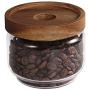 77L Glasbehälter, 262 ml (8.85 FL OZ), Glasbehälter mit versiegelndem Holzlöffel – Tragbarer, klarer Lebensmittelbehälter für Süßigkeiten, Snacks, Honig und mehr