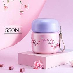 Thermos Food Jar Thermos Stainless Food Flask For Kids,Leakproof Vacuum Insulated Food Containers With Folding Spoon (Color : Pink-550ML)