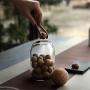 NNDQ Glass Jar with Airtight Seal Wood Lid Ball, 1200 ml Food Storage Canister, Kitchen Food, Grain, Storage Tank, Tea can, Set of 2