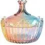 Glas Apotheker-Glasbehälter mit Regenbogen-Farben Süßigkeiten Form, mit Deckel, Kristall Süßigkeiten Behälter für Hochzeit Süßigkeiten Buffet Jars Lebensmittel Behälter für Küche (10oz/27oz)