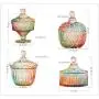 HOUSIYU Candy Jar Diamond Cut Face Colorful Glass Storage Jar Cookie Jar with Crystal Lid, Wedding Candy Buffet Container, Crown HOUSIYU Candy Jar Diamond Cut Face Colorful Glass Storage Jar Cookie Jar with Crystal Lid, Wedding Candy Buffet Container, Crown