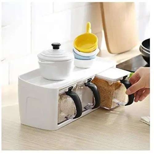 DUDDP Storage Spice lar set Spice Rack Stackable Storage Seasoning Boxes Spice Jars With Handle Spoon Kitchen Storage Container for Herb Spice (Color : Three Warehouses) DUDDP Storage Spice lar set Spice Rack Stackable Storage Seasoning Boxes Spice Jars With Handle Spoon Kitchen Storage Container for Herb Spice (Color : Three Warehouses)