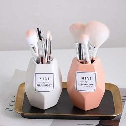 Makeup Brush Ceramic Storage Jar Pink Ceramic Storage Bottle Cosmetic Storage Organizer Pen Holder Desktop Ceramic Container,Multi