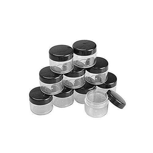 20g/20ml Klare Runde Glaskonservendosen – Leere Kunststoffbehälter für DIY-Cremes/Proben/Glitzer Lagerung, Auffüllbare Kosmetikflasche mit schwarzen Deckeln für Lotion, Lippenbalsam, Make-up Balm, Reise Tester (24 Stück)