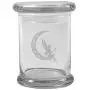 Clear 8 oz Glass Herb Stash Jar and Lid with Fairy & Moon Logo from Smoke Promos