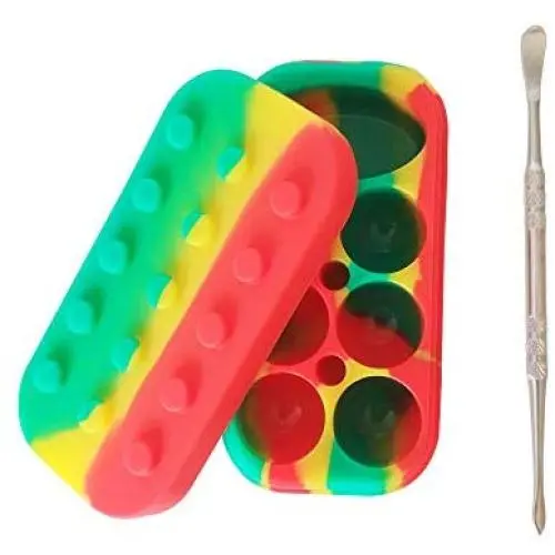 Silikone Behälter 34ml 6+1 Behälter für Dab-Lagerung, Wachs-Konzentrat-Glasbehälter, Dab-Container mit Metallstab (10)