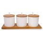 June Sky Ceramic Food Storage Containers with Bamboo Lid- Modern Design Porcelain Jar- Perfect Canister for Sugar Bowl Serving Tea, Coffee, Spice- Condiment Pot 8 oz, white