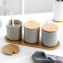 Nordic Household Ceramic Spice Rack Salt And Pepper Seasoning Jar Kitchen Storage Bottle Set Combination,Gray 1Pc