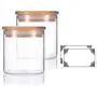 2er Pack Premium 8 oz Klar Borosilikatglasbehälter mit Bambus Silikon Verschluss & Etiketten