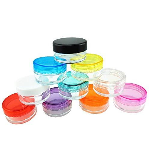 yueton?10 Empty Clear Boday Multi Color Top Lid Plastic Sample Containers 5 Gram Size Cosmetic Containers Pot Jars Eyshadow Container Lot