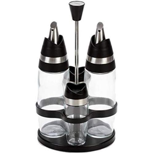 LQQGXLCondiment bottle, jar condiment storage box Oil dispenser, cooking oil and vinegar dispenser bottle set, glass kitchen funnel and pourer