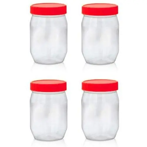Sunpet Set of 4 300ml Red Top Plastic Food Storage Canisters Jar Kitchen Sunpet Set of 4 300ml Red Top Plastic Food Storage Canisters Jar Kitchen