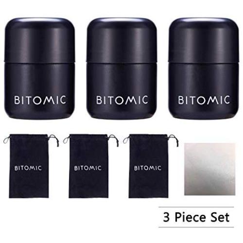 BITOMIC Herb Container Glass Stash Jar for Food, Spices, Weed & Cannabis Jar Storage - Smell Proof UV Proof Airtight | Child Resistant Refillable Jar keeps herbs fresh ? Matte Black - 1.7oz 50ml 3 Pc