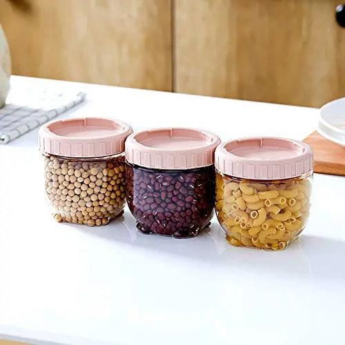 Transparent Storage containers with lid, Round Plastic Jars Durable Regular Mouth Jars-A 450mlx3 Transparent Storage containers with lid, Round Plastic Jars Durable Regular Mouth Jars-A 450mlx3