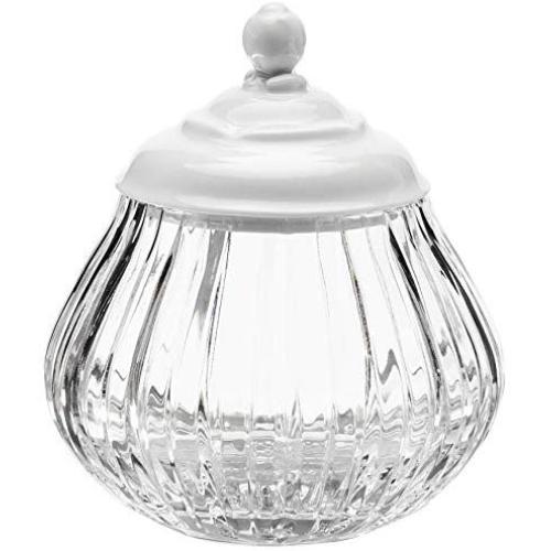 Crystaljulia Bonboniere with Porcelain Lid, Lead Crystal, Transparent, 13.5 cm