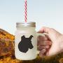 Soft Pink Collie, Smooth Silhouette Frosted Glass Mason Jar With Straw
