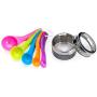 Stainless Steel Magnetic Spice Jars - Bonus Measuring Spoon Set - Airtight Kitchen Storage Containers - Stack on Fridge to Save Counter & Cupboard Space (Set of 24 PCS - Gray)