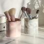 Makeup Brush Ceramic Storage Jar Pink Ceramic Storage Bottle Cosmetic Storage Organizer Pen Holder Desktop Ceramic Container,White