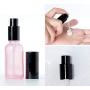 1PCS 50ml Pink Empty Refillable Glass Pump Bottle With Black Pump Cover Cosmetic Makeup Eye Cream Lotion Emulsion Toiletries Liquid Storage Containers Cosmetic Travel Packing Bottle