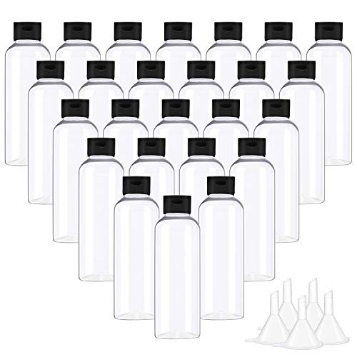 Cridoz 25Pcs 2 oz Clear Plastic Empty Bottles Travel Size Bottles Small Containers with Flip Cap for Liquids Toiletries Shampoo Lotion Conditioner