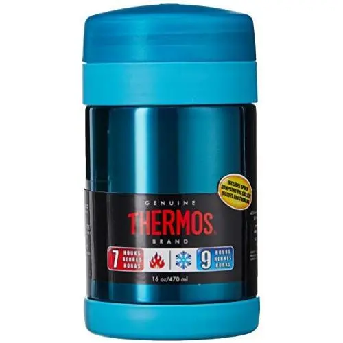 Thermos Edelstahl 350 ml Vakuumisolierter Lebensmittelbehälter mit Faltlöffel, Blau