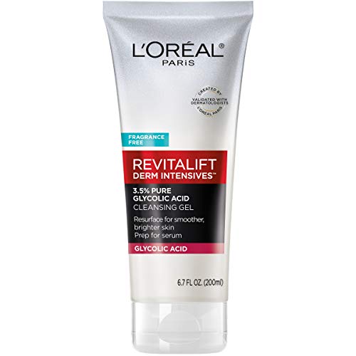 3.5% Pure Glycolic Acid Cleansing Gel by LOreal Paris Skin Care, Revitalift Derm Intensives Gel Cleanser with Glycolic Acid, Salicylic Acid to resurface and prep skin for serum, 6.7 fl oz