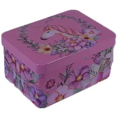 Unicorn Pink Metal Tin Box Storage Container with Lid Unicorn Pink Metal Tin Box Storage Container with Lid