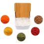 Porcelain Sugar Condiment Bowl-Spice Serving Container Coffeemate Stevia Honey Bamboo Flip Lid White Jar with Spoon,Practical Christmas Gift & Decoration & Kitchen Storage,9.1 fl oz 270 ML,Square