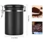 Manoch Kitchen Kaffeebeeren, Trockenblätter, Nüsse, Getreide, Mehl, Zucker Edelstahl Große Belüftbare Dose mit CO2-Ventil, Schwarz, Fassungsvermögen 1,8L, Abmessungen 19 x 12cm