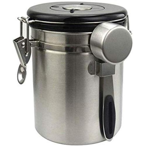 Coffee Sealed Can,Coffee Sealed Canister with Spoon, Stainless Steel Vacuum Airtight Sealed,Coffee Bean Storage Tin