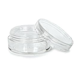 Vivaplex, 25 Clear, 10 Gram Plastic Pot Jars, Cosmetic Containers, With Lids.