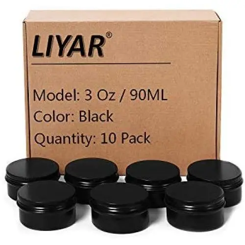 TMO 3oz 90g Aluminum Tins Round Metal Tin Container Screw Top Steel Tin Cans Cosmetic Sample Containers Tea Cans Bulk Food Storage Metal Steel Tin Jars Candle Travel Tins(Black,10 Pack) TMO 3oz 90g Aluminum Tins Round Metal Tin Container Screw Top Steel Tin Cans Cosmetic Sample Containers Tea Cans Bulk Food Storage Metal Steel Tin Jars Candle Travel Tins(Black,10 Pack)