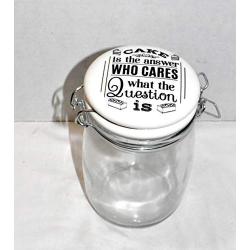 25 Home Decor New 34oz Cake is The Answer WHO Cares What The QUESTION is Air Tight Ceramic Hinged Lid & Glass Canister Storage Jar