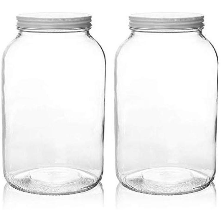 1-gallon Glass Jar Wide Mouth With Airtight Metal Lid USDA Approved  Dishwasher Safe Made in the USA 