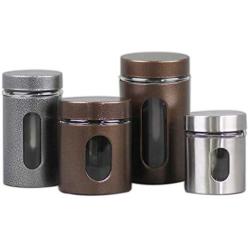 Packaging Stainless Steel Glass Box Tube with Window Tea Coffee Sugar Nuts Airtight Jar Storage Glass Container Bin,8.3cm10.5cm,White