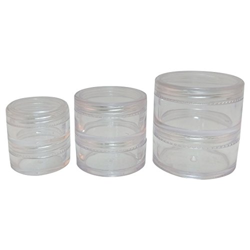 Made in Taiwan Transparent Clear Makeup 2 Stack Plastic Jar 3 Kinds of Size (3 Sets)