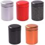 RMISODO 5 Pieces Tea Tins Canister with Airtight Lids Mini Round Shaped Tea Tin Containers for Loose Leaf Tea Coffee Sugar Storage