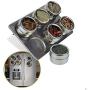 CSPFAIRY Stainless Steel Magnetic Spice Box Kitchen Spice Jars Seal Magnet Jar Seasoning Refrigerator Box Multifunction 6 Pcs/Set