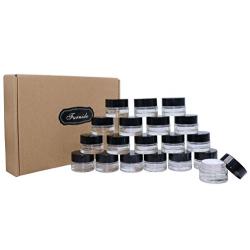 19 Pack 5 Gram Glass Clear Cosmetic Jar Pots Portable Travel DIY Eyeshadow Face Cream Lotion Cosmetic Container Empty Glass Bottle Jar Cosmetic Sample Makeup Tool with Inner Liners,Black Lid