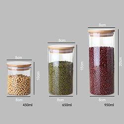 450/650/950Ml Multipurpose Bamboo Lid Glass Airtight Canister Storage Bottles Jars Grains Tea Leaf Coffee Beans Candy Food Jar,650Ml