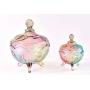 SOCOSY Royal Rainbow Embossed Crystal Footed Apothecary Jar Candy Jar with Lid,Clear Glass Wedding Candy Buffet Jar Food Jar (7oz/22oz)