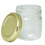 Clear 1.25 oz Thick Wall Glass Jar with Gold Metal Lined Lid (6 pack) Food Grade, Lead Free, Made in USA for Jams and Jellies, Honey, Wedding and Shower Gifts, Baby Foods, and more!