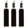 Infinity Jars 500 Ml (17 fl oz) Black Ultraviolet Square Glass Oil Bottle with Plastic Pour Spout 3-Pack