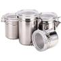 uxcell 4pcs 19.4oz/27.7oz/32oz/43.9oz Stainless Steel Airtight Canister Set Food Container for Kitchen Counter Sugar Coffee Bean Tea Nuts Cookie Storage with Clear Lid Locking Clamp