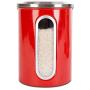 EASEASE Airtight Window Kitchen Canisters with Fingerprint Resistant Lids (Set of 3). (Red)