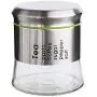 Glasbehälter für Küche, Edelstahl Deckel, Lebensmittelechter Aufbewahrungsbehälter für Tee, Kaffee, Zucker (13 oz, Silber)