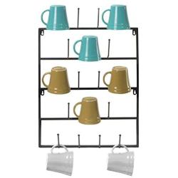 Sorbus Mug Rack Cup Holder - Wall Mounted Home Storage Mug Hooks with 5-Tier Display Organizer for Coffee Mugs, Tea Cups, Mason Jars, and More ? Holds 18 Mugs ? Black Metal