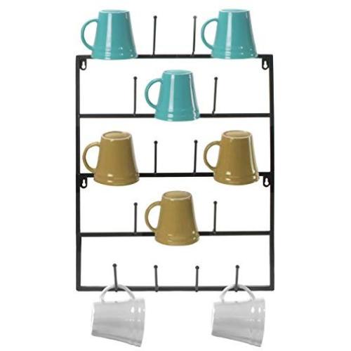 Sorbus Mug Rack Cup Holder - Wall Mounted Home Storage Mug Hooks with 5-Tier Display Organizer for Coffee Mugs, Tea Cups, Mason Jars, and More ? Holds 18 Mugs ? Black Metal